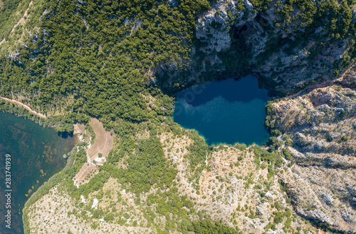 Red Lake (Crveno jezero) Blue Lake (Plavo jezero) and sourrounding lakes of Imotsko Polje, Croatia are sites of greatest landscape diversity of Europe.  photo