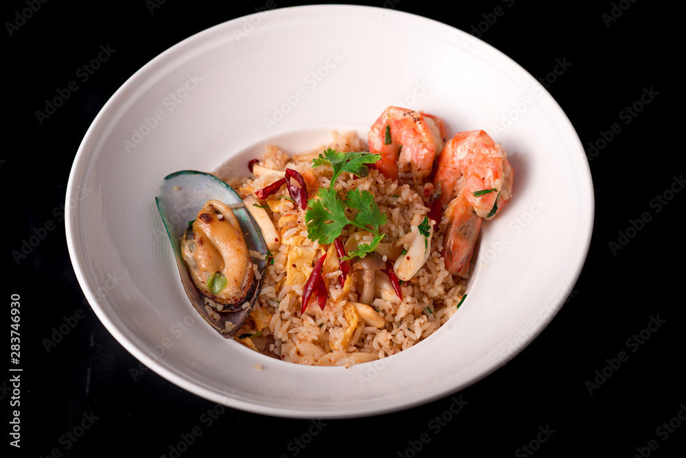 Thailand fried rice with vegetables seafood 