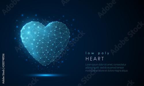 Abstract heart icon. Low poly style design.