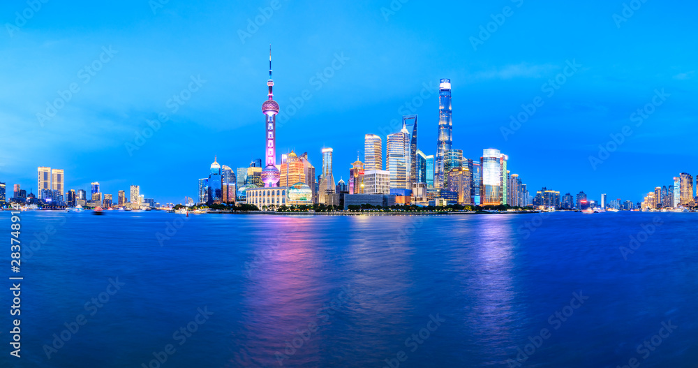 Shanghai cityscape commercial building at night