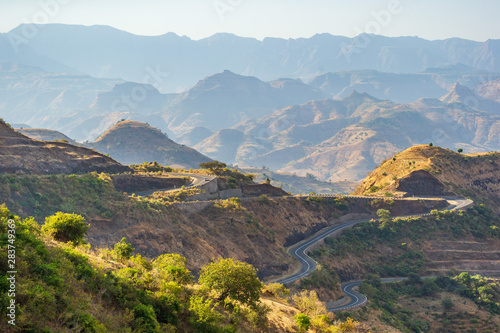 Breathtaking landscape view in the Simien Mountains National Park, Ethiopia photo