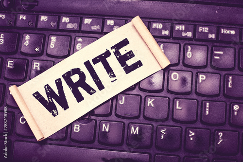 Writing note showing Write. Business photo showcasing mark letters words or symbols on surface typically paper with pen.