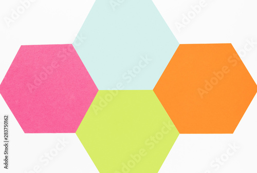 Top view colorful paper hexagon