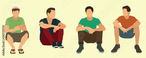 Teen Males Sitting on the Ground or Floor