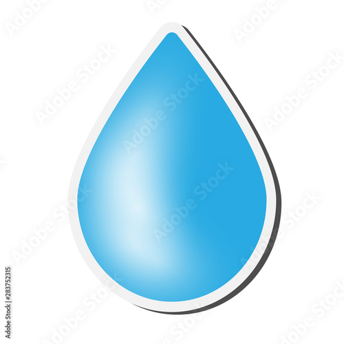 blue waterdrop symbol sticker or badge on white background vector illustration