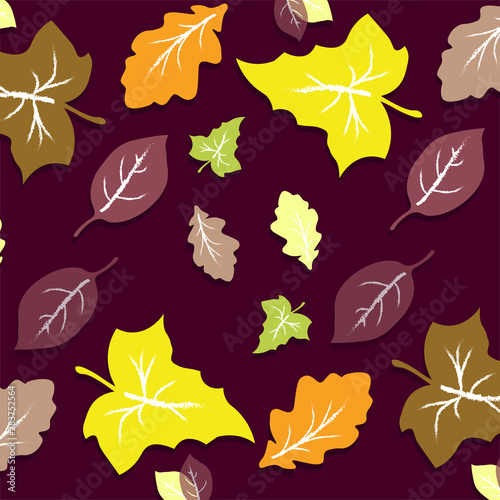 autumn theme seamless pattern design with colorful leaf element. Rasterized Copy