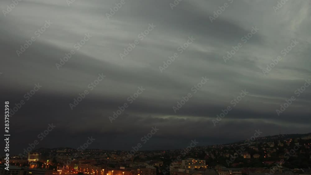 Strange storm clouds approaches at twilight in Budapest. Strange storm clouds approaches at twilight in Budapest.