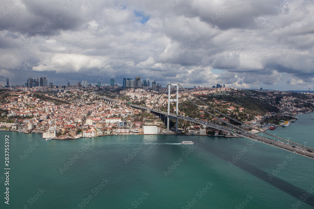 Fototapeta premium Aerial view of Bosphorus Bridge