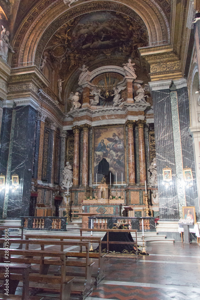 Interior view of Jesus and Mary Church, Rome, Italy.