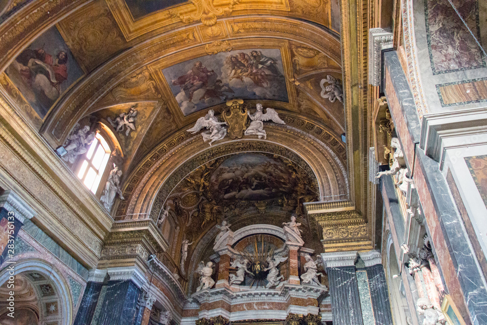 Interior view of Jesus and Mary Church, Rome, Italy.