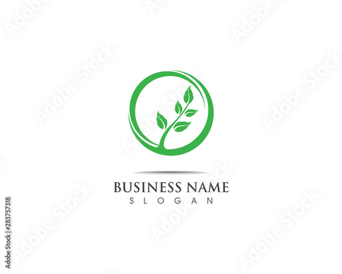 Green leaf ecology nature element vector icon