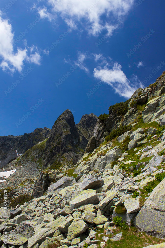 Vertical view of rocky Retezat mountains