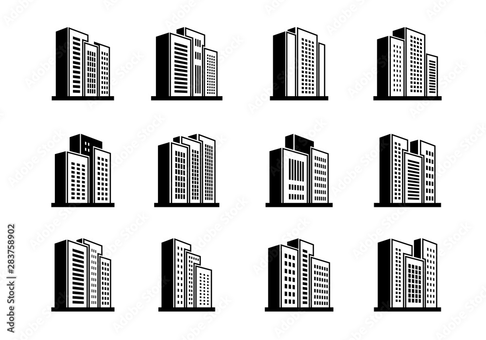 perspective Line buildings and bank icons set, Company and office vector collection, Isolated edifice and residential perspective Line buildings and bank icons set, Company and office vector collection, Isolated edifice and residential