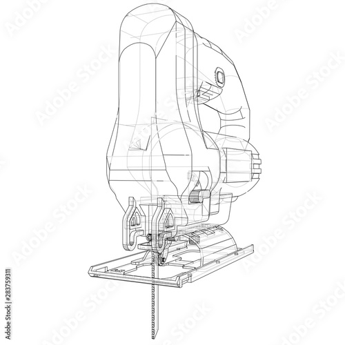 Outline Jig saw. Vector