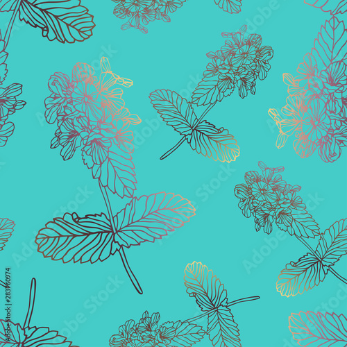 Seamless vector pattern with delphinium flower.