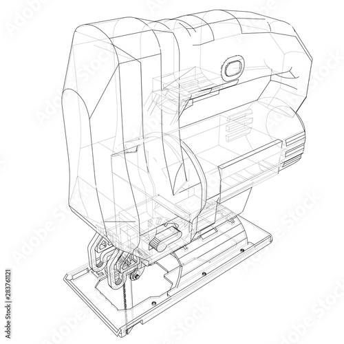 Outline Jig saw. Vector