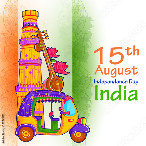 15th August Independence of India tricolor background in vector