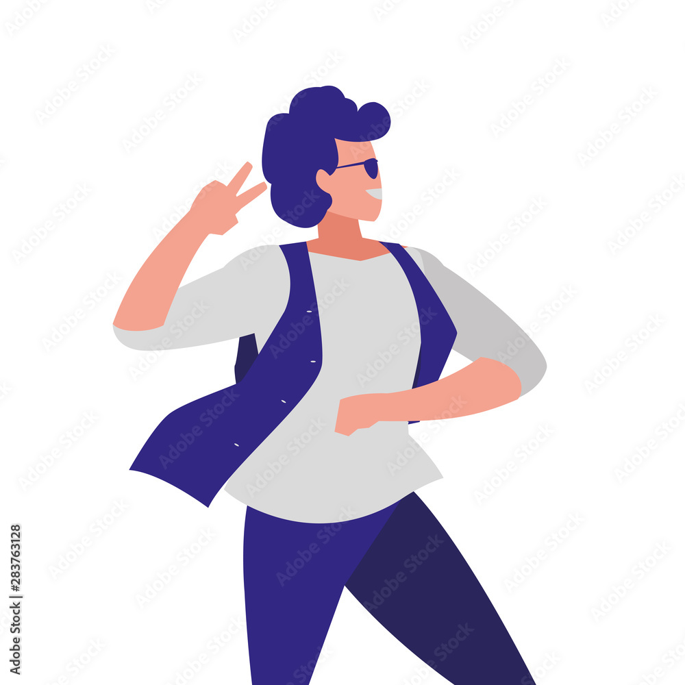 Fototapeta premium young dancer disco with sunglasses character