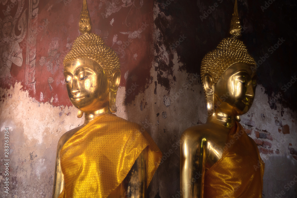 Ancient golden buddha state at Wat Suthat ,Bangkok ,Thailand