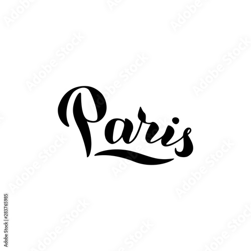 Paris typography text logo. Trendy lettering design. Print for t-shirt, postcard, souvenir, bag. Vector eps 10.