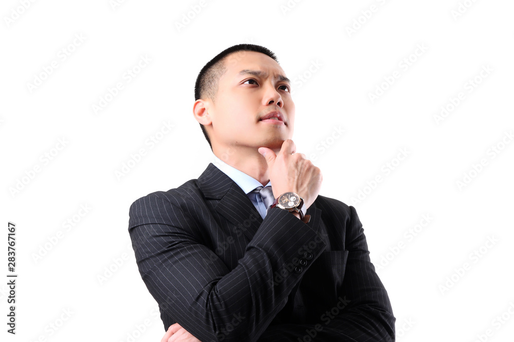 Handsome young asian business man thinking Handsome young asian business man thinking
