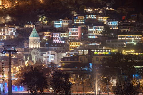 Night view of Old District Abanotubani. Tbilisi, Georgia.