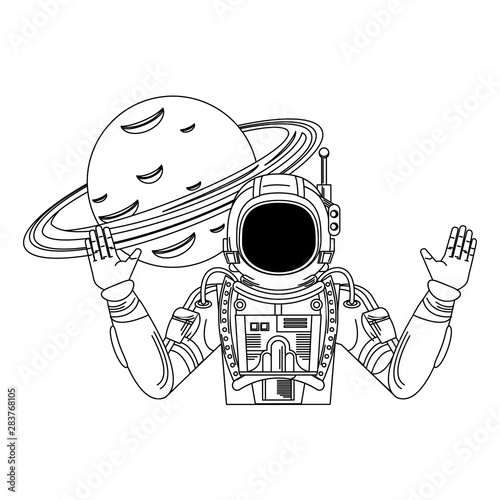 universe space galaxy astronomy cartoon in black and white