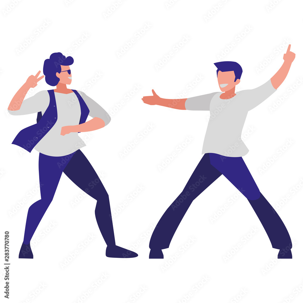 young dancers couple disco style characters young dancers couple disco style characters