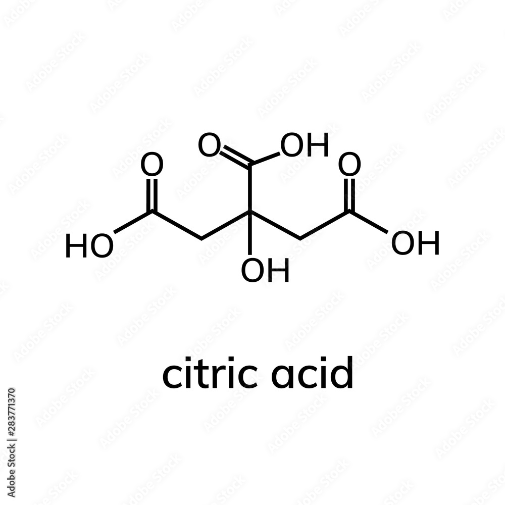 Citric acid chemical formula on white background Citric acid chemical formula on white background