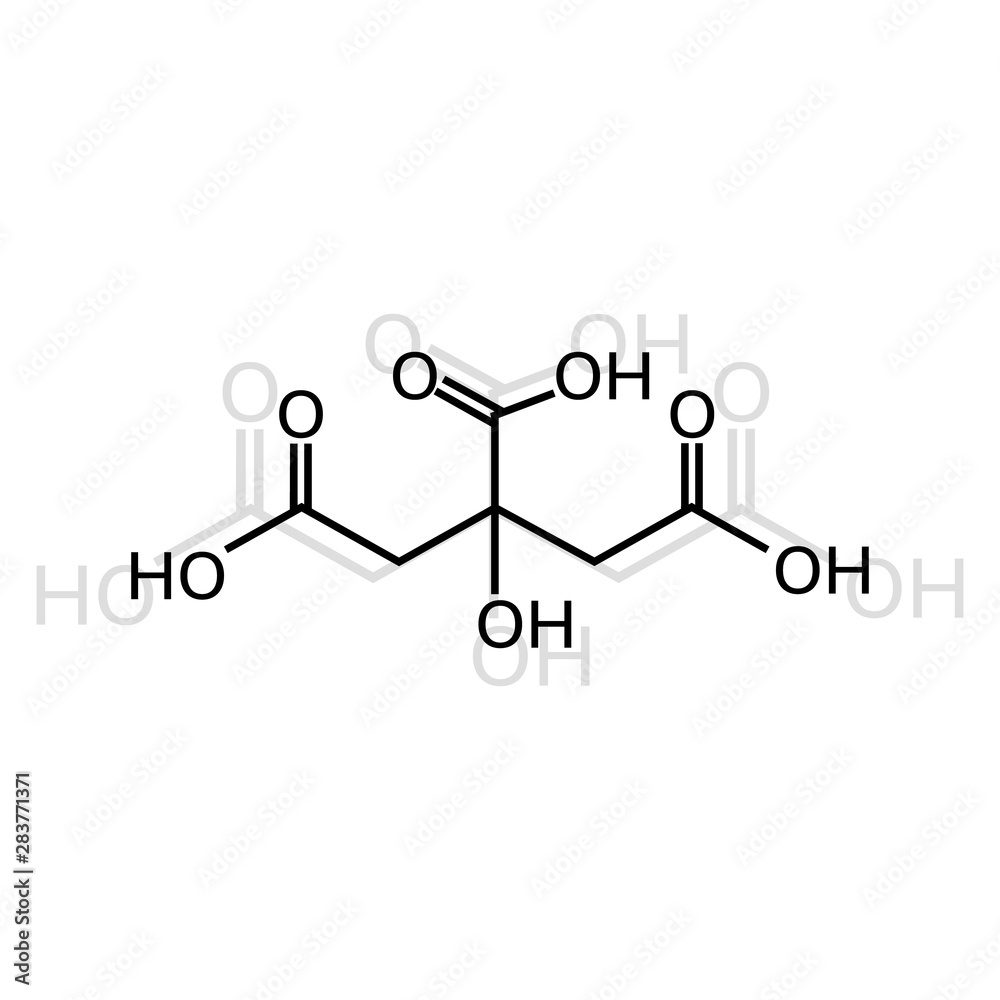 Citric acid chemical formula on white background Citric acid chemical formula on white background