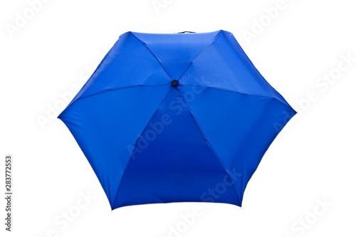Studio shot of top blue umbrella isolated on white