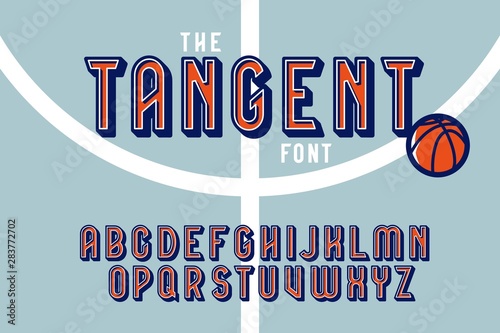 Vintage colorful tangent sport font