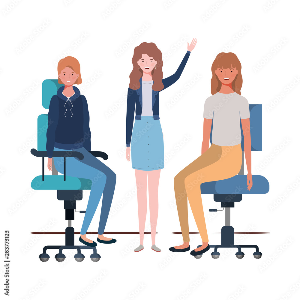 Obraz premium women with sitting in office chair on white background