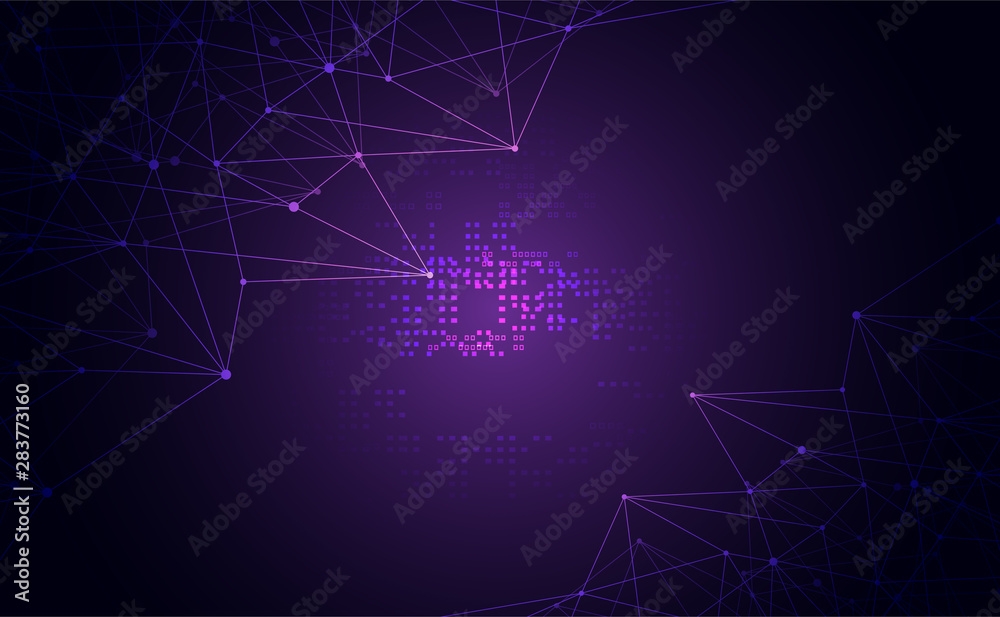 Modern abstract network science connection technology internet and graphic design. on hi tech future blue background network. for template,web design wallpaper,poster,presentation.Vector illustration Modern abstract network science connection technology internet and graphic design. on hi tech future blue background network. for template,web design wallpaper,poster,presentation.Vector illustration