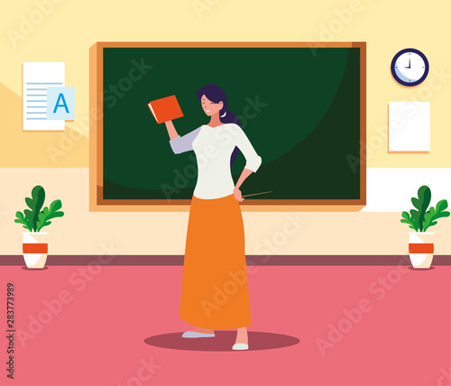 female teacher in the classroom character