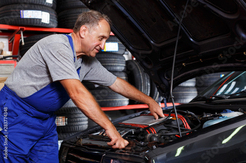 man mechanic engaged in car repair