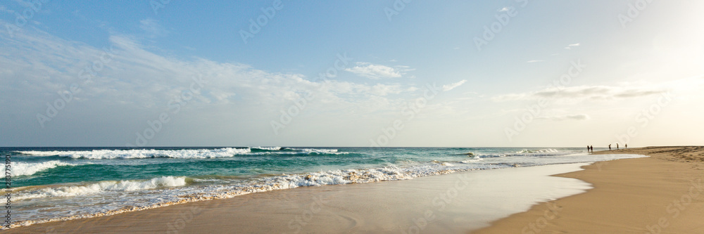 Wide golden beach, panorama