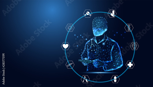 Abstract health medical science healthcare icon digital technology doctor concept modern innovation,Treatment,medicine on hi tech future blue background