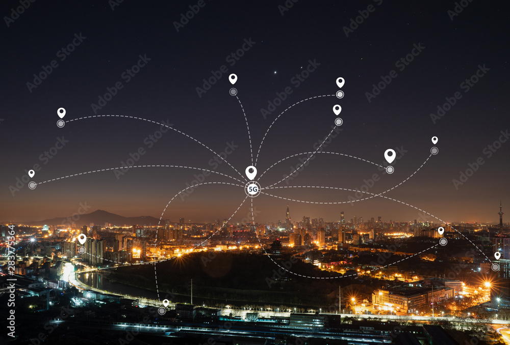 Technology smart city concept background