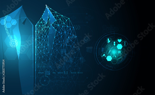 Abstract health medical science healthcare icon digital technology doctor concept modern innovation. Treatment, medicine on hi tech future blue background
