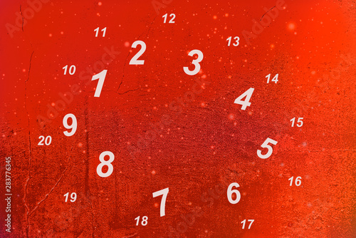 Orange background, figures and numbers photo