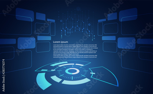 abstract technology ui futuristic concept hud interface hologram elements of digital data chart, communication, computing and circle percent vitality innovation on hi tech future design background