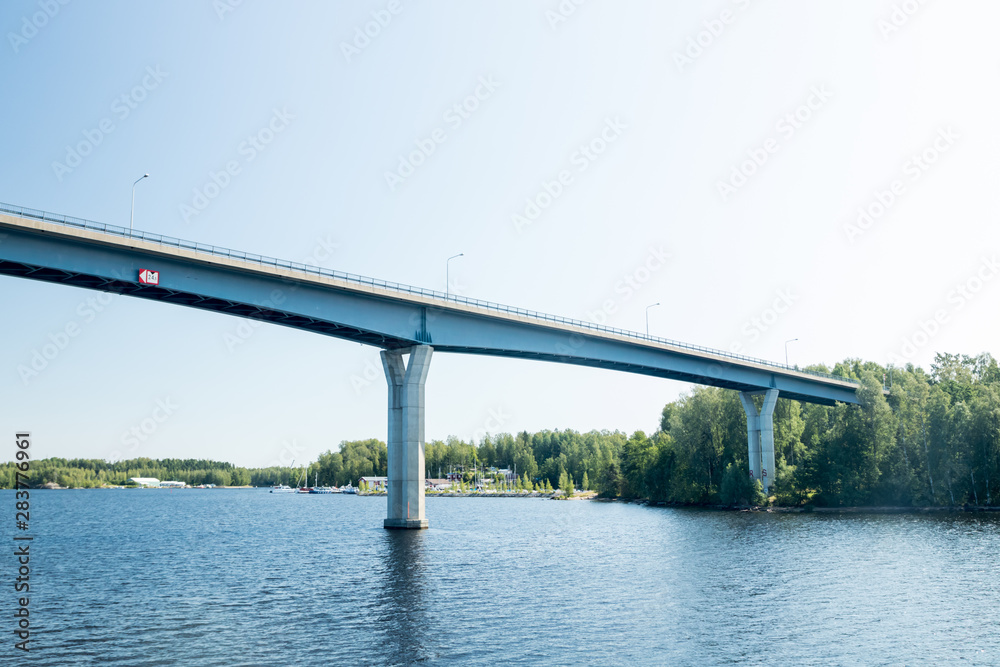 Luukkaansalmi bridge in Lappeenranta, Finland. View from the lake Saimaa. Luukkaansalmi bridge in Lappeenranta, Finland. View from the lake Saimaa.