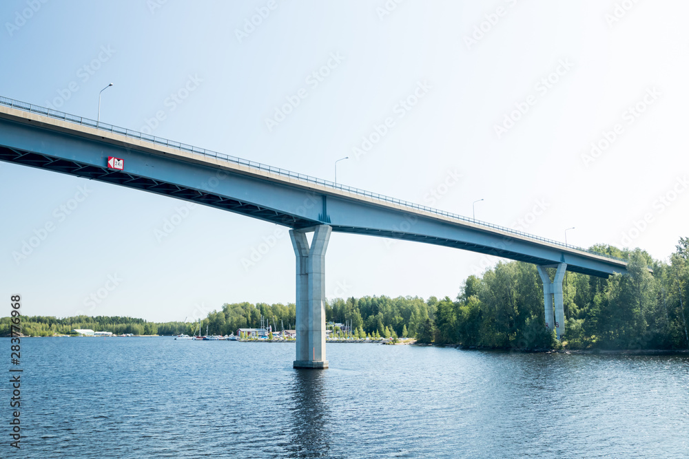 Luukkaansalmi bridge in Lappeenranta, Finland. View from the lake Saimaa. Luukkaansalmi bridge in Lappeenranta, Finland. View from the lake Saimaa.