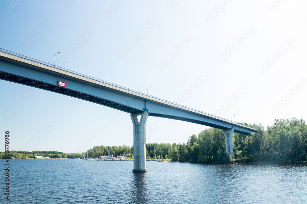 Luukkaansalmi bridge in Lappeenranta, Finland. View from the lake Saimaa. Luukkaansalmi bridge in Lappeenranta, Finland. View from the lake Saimaa.