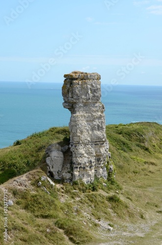 Nicodemus Knob on the Isle of Portland, England is a 30 foot tall pillar of Portland stone, left as a quarrying relic.
