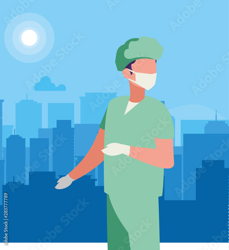 surgeon doctor professional character vector ilustration