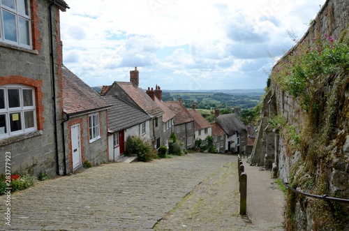 Gold Hill, Shaftesbury, England is famous for being the location of the Hovis bread advert. photo