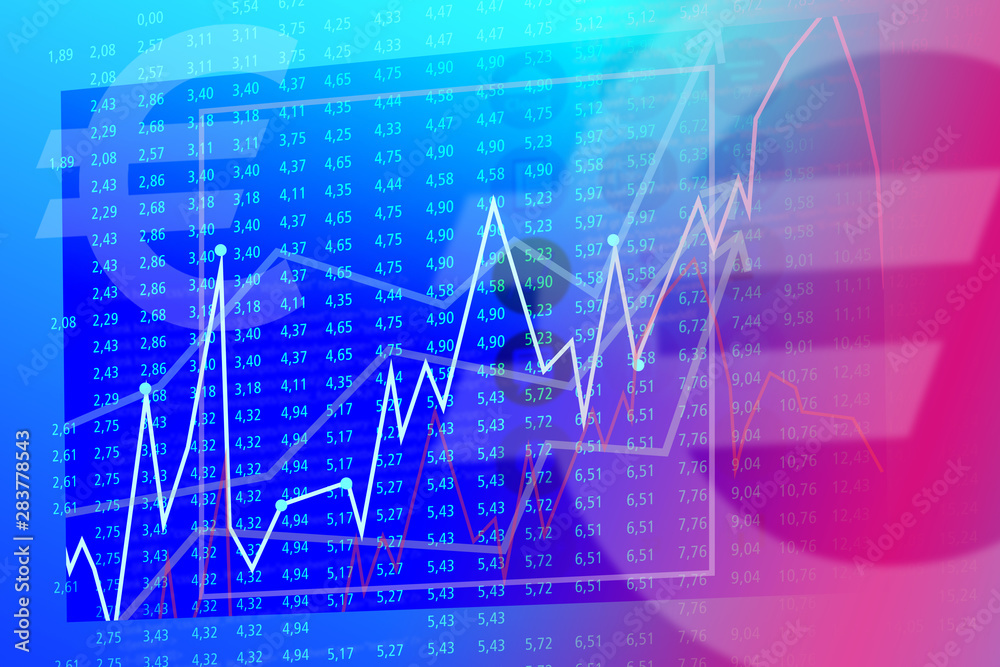 Background image with media screen Diagrams and graphs. In the background is the outline of Europe