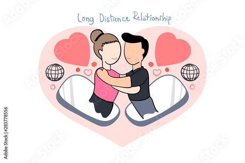 Long distance relationship embrace